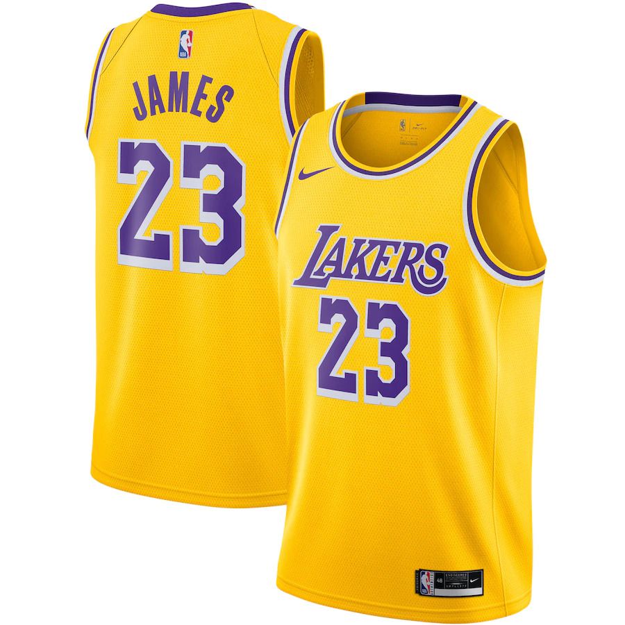 Men Los Angeles Lakers 23 LeBron James Nike Gold Swingman NBA Jersey
